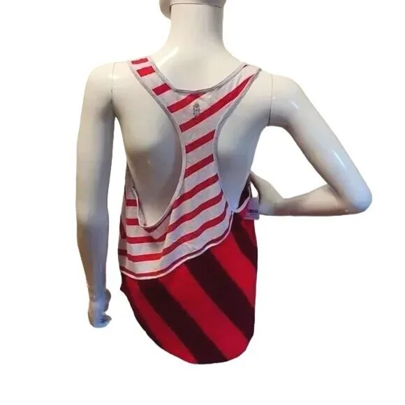 Free People Movement Keep Rolling Red Stripe Racerback Tank Top - Picture 7 of 8